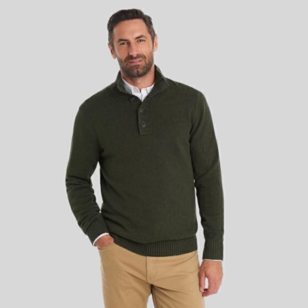 G.H. Bass Button Mock Pullover Sweater-Medium